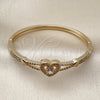 Aro Individual 07.237.0019.04 Oro Laminado, Diseño de Corazón, con Blanca Zirconia Cubica, Pulido, Tono Dorado (13 MM Thickness, Size 4 (2.25 Diameter))