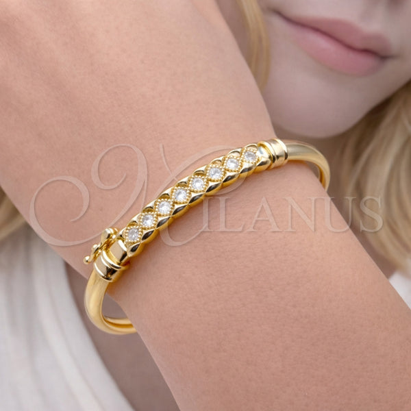 Aro Individual 07.237.0021.05 Oro Laminado, con Blanca Zirconia Cubica, Pulido, Tono Dorado (Thickness, Size 5 (2.50 Diameter))