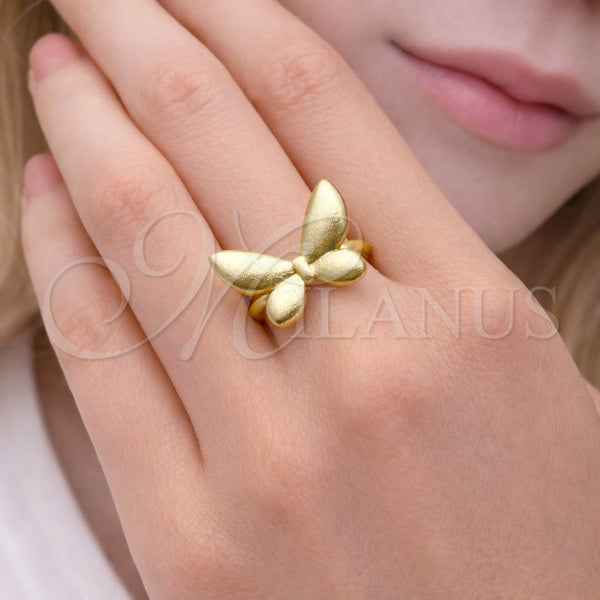Anillo Elegante 01.213.0072 Oro Laminado, Diseño de Mariposa, Cepillado, Tono Dorado (One size fits all)