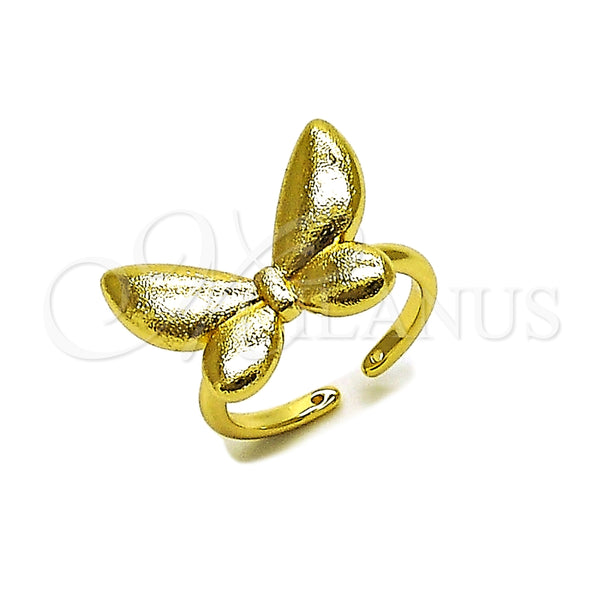 Anillo Elegante 01.213.0072 Oro Laminado, Diseño de Mariposa, Cepillado, Tono Dorado (One size fits all)
