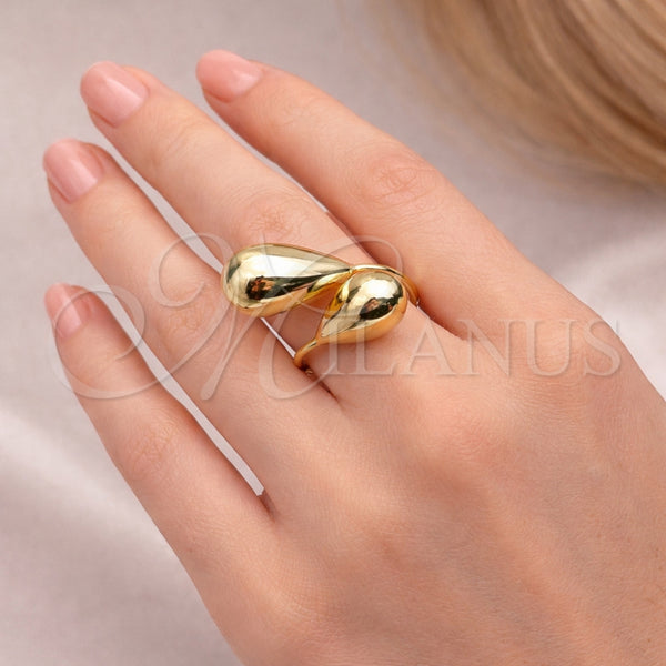 Anillo Elegante 01.213.0073 Oro Laminado, Diseño de Gota y Hueco, Pulido, Tono Dorado (One size fits all)