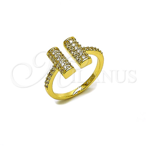 Anillo Multi Piedra 01.213.0075 Oro Laminado, con Blanca Micro Pave, Pulido, Tono Dorado (One size fits all)