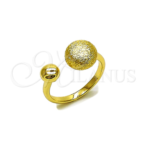 Anillo Elegante 01.213.0076 Oro Laminado, Diseño de Bola, Cepillado, Tono Dorado (One size fits all)