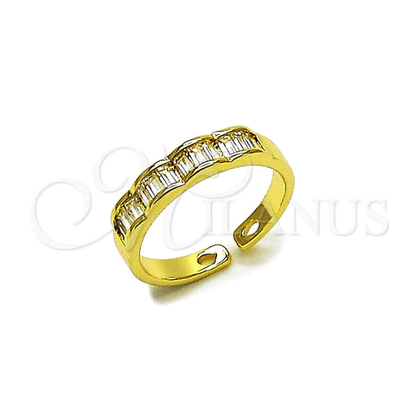 Anillo Multi Piedra 01.213.0077 Oro Laminado, Diseño de Baguette, con Blanca Zirconia Cubica, Pulido, Tono Dorado (One size fits all)