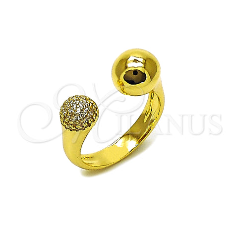 Anillo Multi Piedra 01.213.0080 Oro Laminado, Diseño de Bola, con Blanca Micro Pave, Pulido, Tono Dorado (One size fits all)