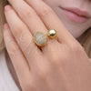 Anillo Multi Piedra 01.213.0081 Oro Laminado, Diseño de Bola, con Blanca Micro Pave, Pulido, Tono Dorado (One size fits all)