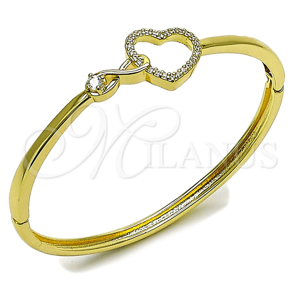 Aro Individual 07.237.0024.04 Oro Laminado, Diseño de Corazón y Infinito, con Blanca Zirconia Cubica, Pulido, Tono Dorado (Thickness, Size 4 (2.25 Diameter))