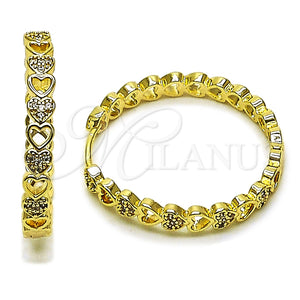 Argolla Huggie 02.237.0066.30 Oro Laminado, Diseño de Corazón, con Blanca Micro Pave, Pulido, Tono Dorado