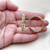 Argolla Huggie 02.237.0067.35 Oro Laminado, con Blanca Micro Pave, Pulido, Tono Dorado