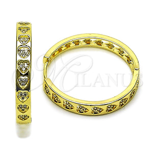 Argolla Huggie 02.237.0068.30 Oro Laminado, Diseño de Corazón, con Blanca Micro Pave, Pulido, Tono Dorado