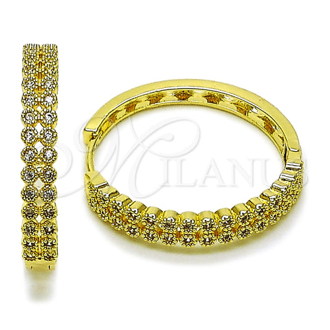 Argolla Huggie 02.237.0059.1.30 Oro Laminado, con Blanca Zirconia Cubica, Pulido, Tono Dorado