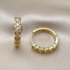 Argolla Huggie 02.237.0070.20 Oro Laminado, Diseño de Corazón, con Blanca Zirconia Cubica, Pulido, Tono Dorado