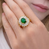Anillo Multi Piedra 01.284.0110 Oro Laminado, Diseño de Baguette y Cluster, con Verde and Blanca Zirconia Cubica, Pulido, Tono Dorado (One size fits all)