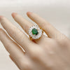 Anillo Multi Piedra 01.284.0110 Oro Laminado, Diseño de Baguette y Cluster, con Verde and Blanca Zirconia Cubica, Pulido, Tono Dorado (One size fits all)