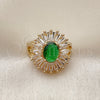 Anillo Multi Piedra 01.284.0110 Oro Laminado, Diseño de Baguette y Cluster, con Verde and Blanca Zirconia Cubica, Pulido, Tono Dorado (One size fits all)