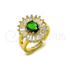 Anillo Multi Piedra 01.284.0110 Oro Laminado, Diseño de Baguette y Cluster, con Verde and Blanca Zirconia Cubica, Pulido, Tono Dorado (One size fits all)