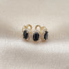 Anillo Multi Piedra 01.284.0089.4 Oro Laminado, Diseño de Cluster, con Negro Zirconia Cubica and Blanca Micro Pave, Pulido, Tono Dorado (One size fits all)