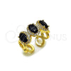 Anillo Multi Piedra 01.284.0089.4 Oro Laminado, Diseño de Cluster, con Negro Zirconia Cubica and Blanca Micro Pave, Pulido, Tono Dorado (One size fits all)