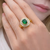 Anillo Multi Piedra 01.284.0111 Oro Laminado, Diseño de Cluster y Baguette, con Verde and Blanca Zirconia Cubica, Pulido, Tono Dorado (One size fits all)