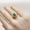 Anillo Multi Piedra 01.284.0111 Oro Laminado, Diseño de Cluster y Baguette, con Verde and Blanca Zirconia Cubica, Pulido, Tono Dorado (One size fits all)