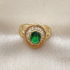 Anillo Multi Piedra 01.284.0111 Oro Laminado, Diseño de Cluster y Baguette, con Verde and Blanca Zirconia Cubica, Pulido, Tono Dorado (One size fits all)