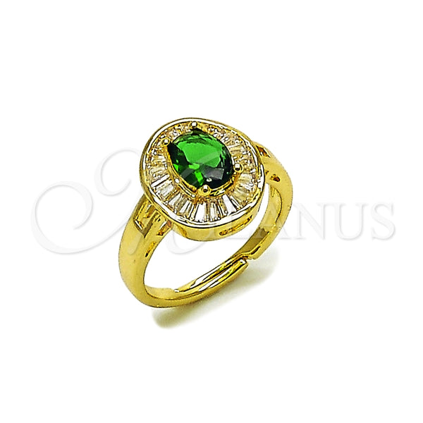 Anillo Multi Piedra 01.284.0111 Oro Laminado, Diseño de Cluster y Baguette, con Verde and Blanca Zirconia Cubica, Pulido, Tono Dorado (One size fits all)