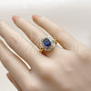 Anillo Multi Piedra 01.284.0111.1 Oro Laminado, Diseño de Baguette y Cluster, con Zafiro Azul and Blanca Zirconia Cubica, Pulido, Tono Dorado (One size fits all)