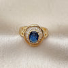 Anillo Multi Piedra 01.284.0111.1 Oro Laminado, Diseño de Baguette y Cluster, con Zafiro Azul and Blanca Zirconia Cubica, Pulido, Tono Dorado (One size fits all)