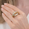 Anillo Multi Piedra 01.283.0066 Oro Laminado, Diseño de Hebilla del Cinturón y Baguette, con Blanca Zirconia Cubica and Blanca Micro Pave, Pulido, Tono Dorado (One size fits all)