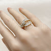 Anillo Multi Piedra 01.283.0066 Oro Laminado, Diseño de Hebilla del Cinturón y Baguette, con Blanca Zirconia Cubica and Blanca Micro Pave, Pulido, Tono Dorado (One size fits all)