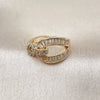 Anillo Multi Piedra 01.283.0066 Oro Laminado, Diseño de Hebilla del Cinturón y Baguette, con Blanca Zirconia Cubica and Blanca Micro Pave, Pulido, Tono Dorado (One size fits all)