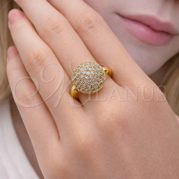 Anillo Multi Piedra 01.266.0075 Oro Laminado, Diseño de Bola, con Blanca Zirconia Cubica, Pulido, Tono Dorado (One size fits all)