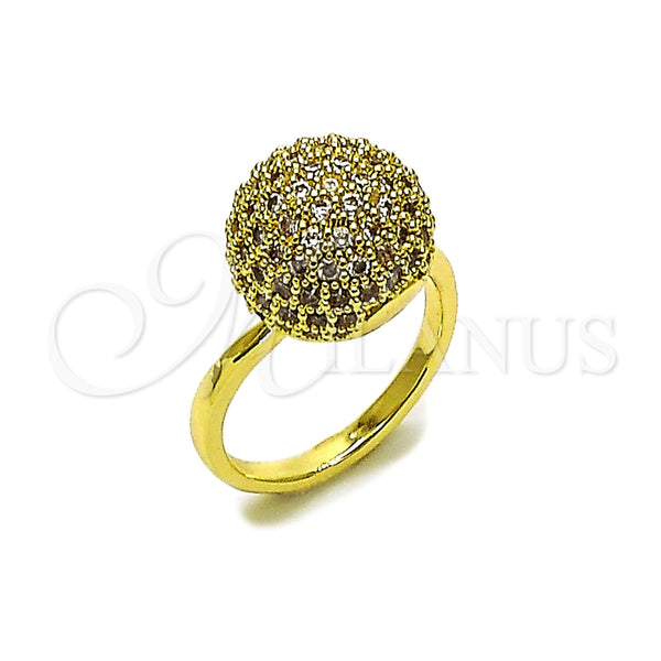 Anillo Multi Piedra 01.266.0075 Oro Laminado, Diseño de Bola, con Blanca Zirconia Cubica, Pulido, Tono Dorado (One size fits all)