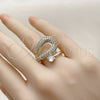 Anillo Multi Piedra 01.266.0076 Oro Laminado, Diseño de Gota, con Blanca Zirconia Cubica, Pulido, Tono Dorado (One size fits all)