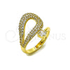 Anillo Multi Piedra 01.266.0076 Oro Laminado, Diseño de Gota, con Blanca Zirconia Cubica, Pulido, Tono Dorado (One size fits all)