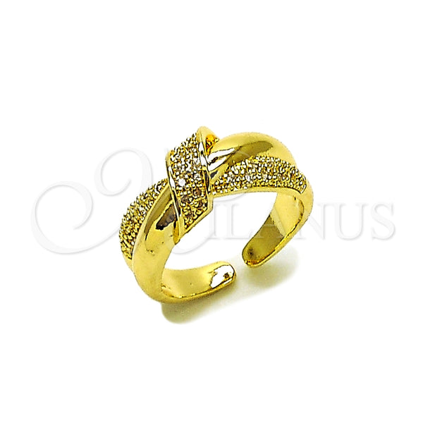 Anillo Multi Piedra 01.266.0080 Oro Laminado, Diseño de Nudo, con Blanca Micro Pave, Pulido, Tono Dorado (One size fits all)
