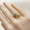 Anillo Multi Piedra 01.266.0081 Oro Laminado, Diseño de Bola, con Blanca Zirconia Cubica, Pulido, Tono Dorado (One size fits all)