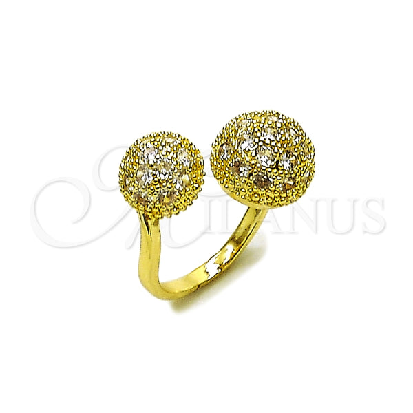 Anillo Multi Piedra 01.266.0081 Oro Laminado, Diseño de Bola, con Blanca Zirconia Cubica, Pulido, Tono Dorado (One size fits all)