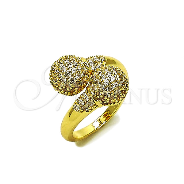Anillo Multi Piedra 01.266.0082 Oro Laminado, Diseño de Bola, con Blanca Zirconia Cubica, Pulido, Tono Dorado (One size fits all)