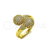 Anillo Multi Piedra 01.266.0082 Oro Laminado, Diseño de Bola, con Blanca Zirconia Cubica, Pulido, Tono Dorado (One size fits all)