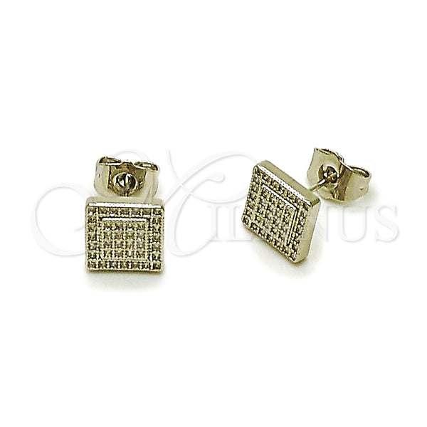 Arete Dormilona 02.344.0044.1 Rodio Laminado, con Micro Pave Blanca, Pulido, Rodinado