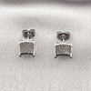 Arete Dormilona 02.344.0154.1 Rodio Laminado, con Micro Pave Blanca, Pulido, Rodinado