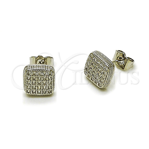 Arete Dormilona 02.344.0049.1 Rodio Laminado, con Zirconia Cubica Blanca, Pulido, Rodinado