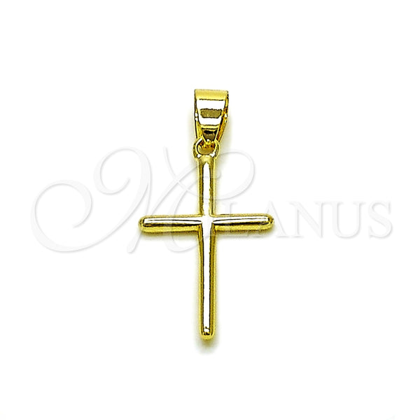 Dije Religioso 05.213.0195 Oro Laminado, Diseño de Cruz, Pulido, Tono Dorado