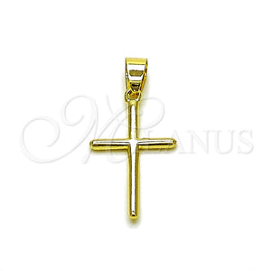 Dije Religioso 05.213.0195 Oro Laminado, Diseño de Cruz, Pulido, Tono Dorado