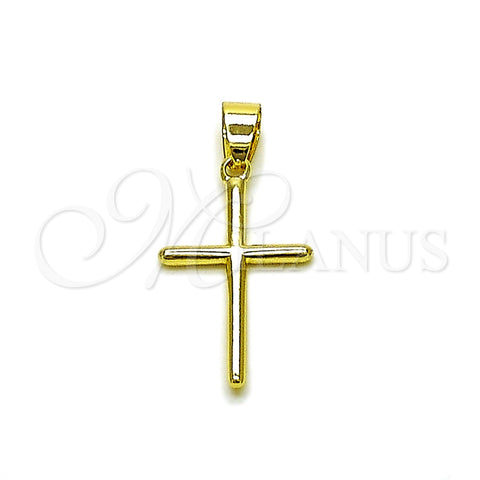Dije Religioso 05.213.0195 Oro Laminado, Diseño de Cruz, Pulido, Tono Dorado