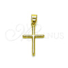 Dije Religioso 05.213.0195 Oro Laminado, Diseño de Cruz, Pulido, Tono Dorado
