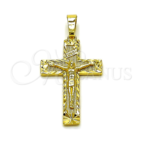Dije Religioso 05.213.0196 Oro Laminado, Diseño de Crucifijo, Diamantado, Tono Dorado