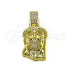 Dije Religioso 05.213.0198 Oro Laminado, Diseño de Jesus, con Blanca Micro Pave, Pulido, Tono Dorado