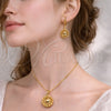 Juego de Arete y Dije de Adulto 10.213.0035 Oro Laminado, Diseño de Flor, Pulido, Tono Dorado